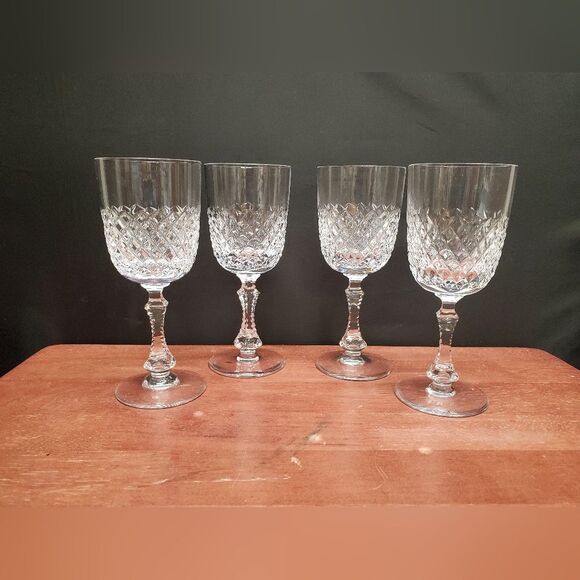 Vintage PARMA by Josair Diamond Crystal Cut Stemware Wine Glasses - Picture 1 of 16